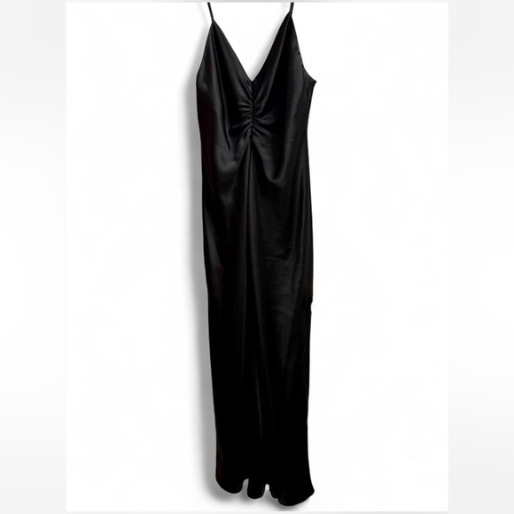 Zara Dresses & Skirts - Zara Black Satin V-Neck Slip Dress